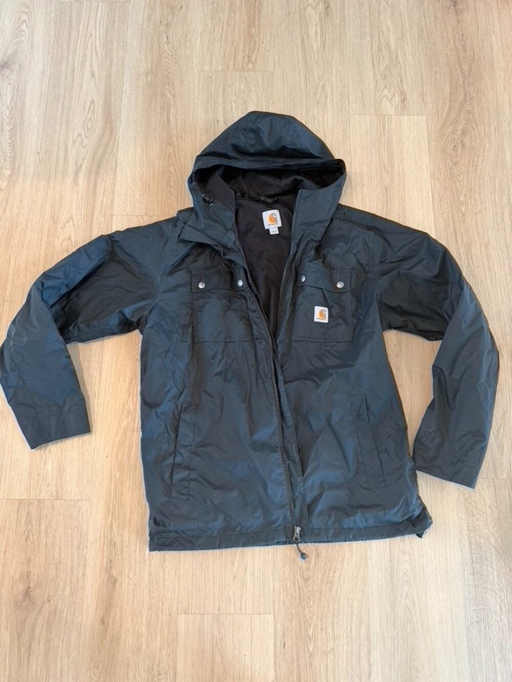 Men’s Carhartt hooded rain jacket Large Black